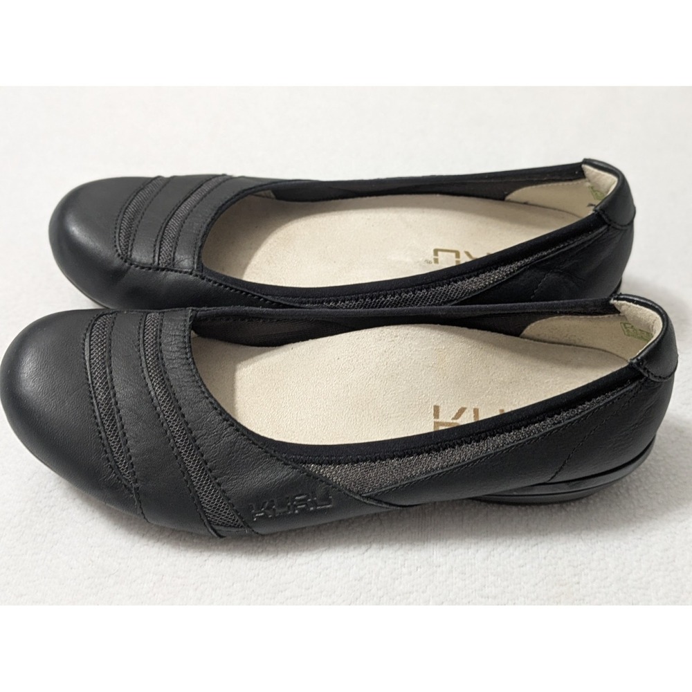 Kuru Vienna Flats Shoes Sz 8 Used VGC Orthopedic Black Leather Planter Fascitis